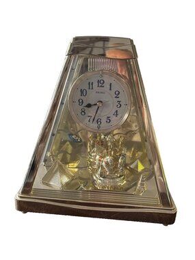 Seiko Musical Motion Quartz Mantel Clock Horse Carousel. Planets & -Plays songs!